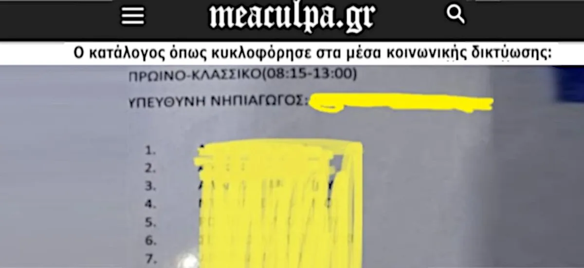 Σάιτ του Μπογδάνου δημοσίευσε στοιχεία μαθητών νηπιαγωγείου