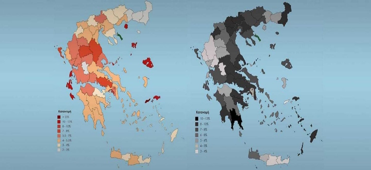 ΚΚΕ vs Χρυσή Αυγή - Ο χάρτης της εκλογικής τους επιρροής (2015)