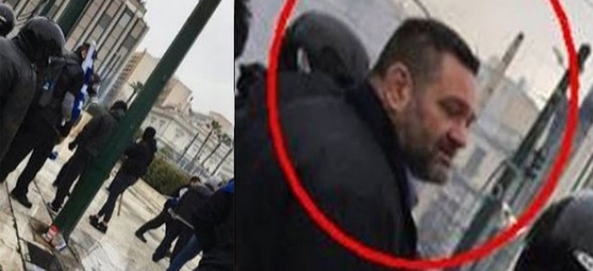 Ο χρυσαυγίτης Γ. Λαγός ανάμεσα στους κουκουλοφόρους