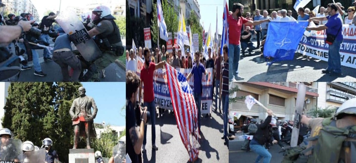 ΜΑΤ εναντίον ΠΑΜΕ - Συμπλοκές σώμα με σώμα στο Άγαλμα του Τρούμαν